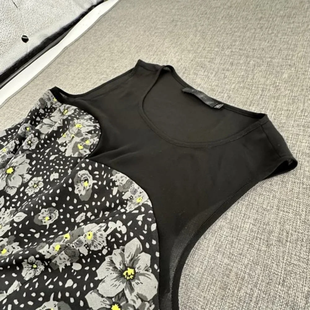 Eric + Lani Floral Dress Fit & Flare Black Gray Sleeveless Large Juniors Lined‎